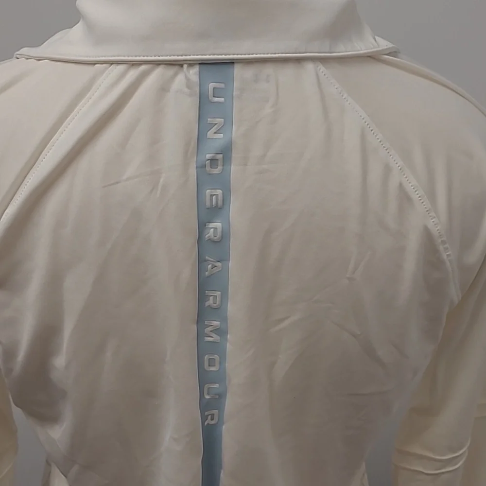 UnderArmour Size S White/Baby Blue 1/2 Zip Fitted Heatgear Top - Picture 3 of 8